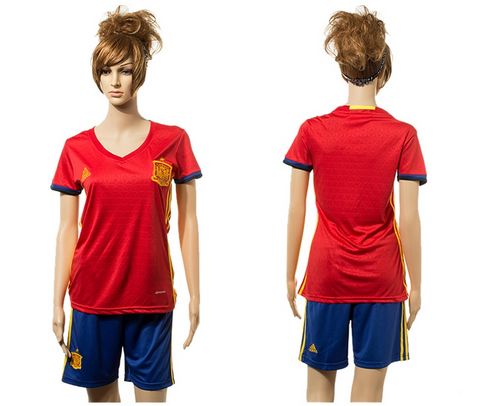 Women's Spain Blank Red Home Soccer Country Jersey