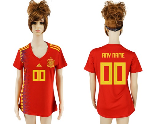 Women's Spain Personalized Home Soccer Country Jersey