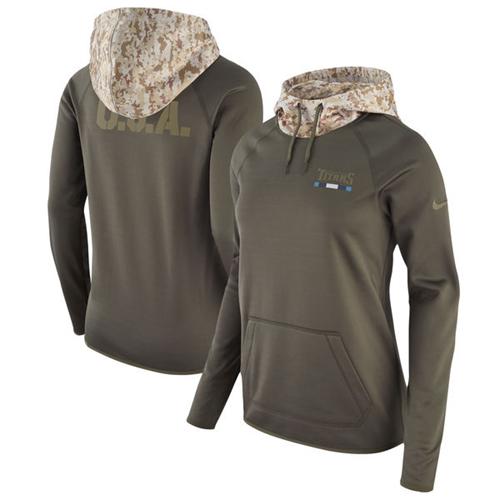 Women's Tennessee Titans Nike Olive Salute to Service Performance Pullover Hoodie Women's Tennessee Titans Nike Olive Salute to Service Performance Pullover Hoodie
