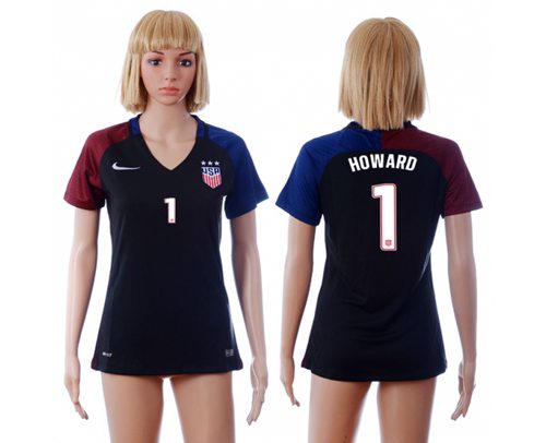 Women's USA #1 Howard Away Soccer Country Jersey