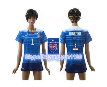 Women's USA #1 Howard Three Star Independence Day Away Soccer Country Jersey
