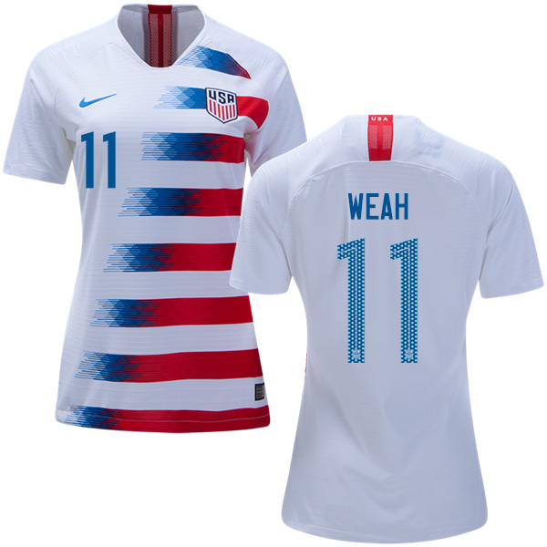 Women's USA #11 Weah Home Soccer Country Jersey Women's USA #11 Weah Home Soccer Country Jersey