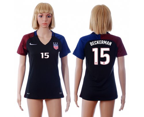 Women's USA #15 Beckerman Away Soccer Country Jersey Women's USA #15 Beckerman Away Soccer Country Jersey