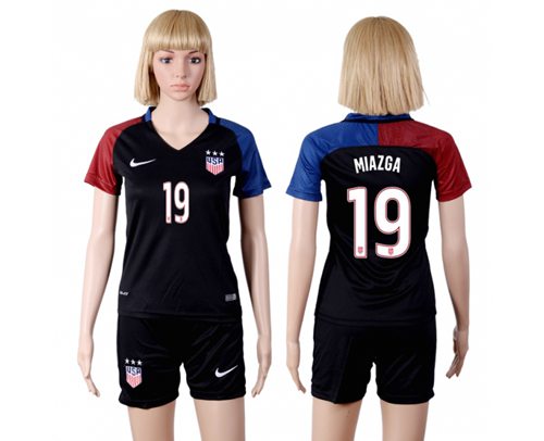 Women's USA #19 Miazga Away(Three Star) Soccer Country Jersey