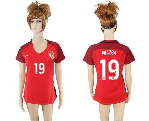 Women's USA #19 Miazga Away Soccer Country Jersey