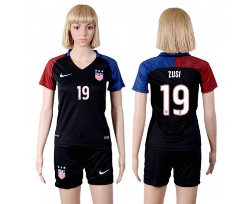 Women's USA #19 Zusi Away(Three Star) Soccer Country Jersey