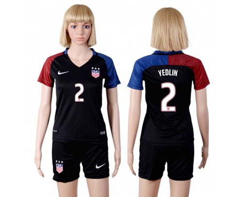 Women's USA #2 Yedlin Away(Three Star) Soccer Country Jersey