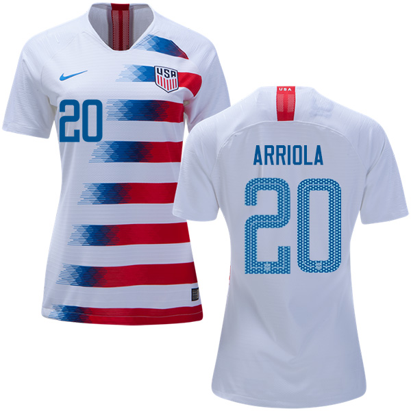 Women's USA #20 Arriola Home Soccer Country Jersey Women's USA #20 Arriola Home Soccer Country Jersey