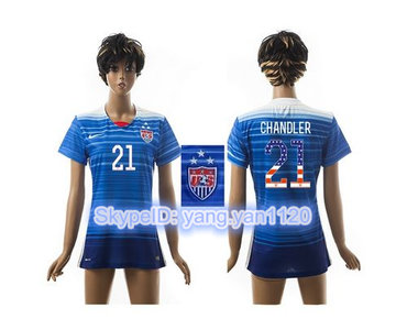 Women's USA #21 Chandler Three Star Independence Day Away Soccer Country Jersey