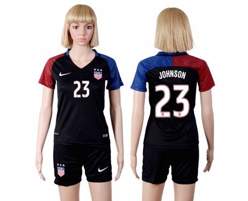 Women's USA #23 Johnson Away(Three Star) Soccer Country Jersey