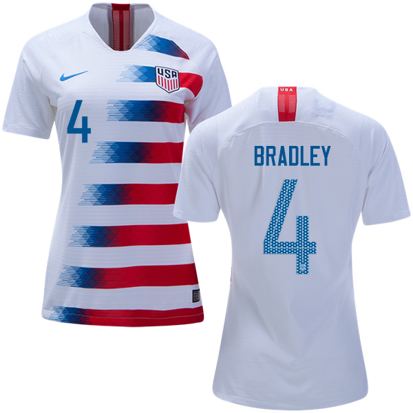 Women's USA #4 Bradley Home Soccer Country Jersey Women's USA #4 Bradley Home Soccer Country Jersey