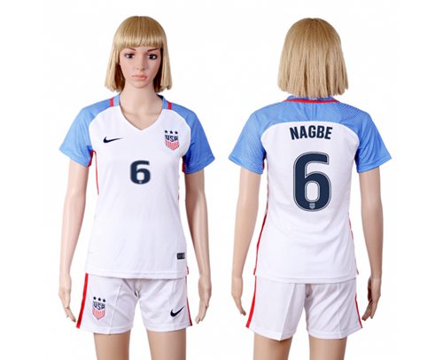 Women's USA #6 Nagbe Home(Three Star) Soccer Country Jersey