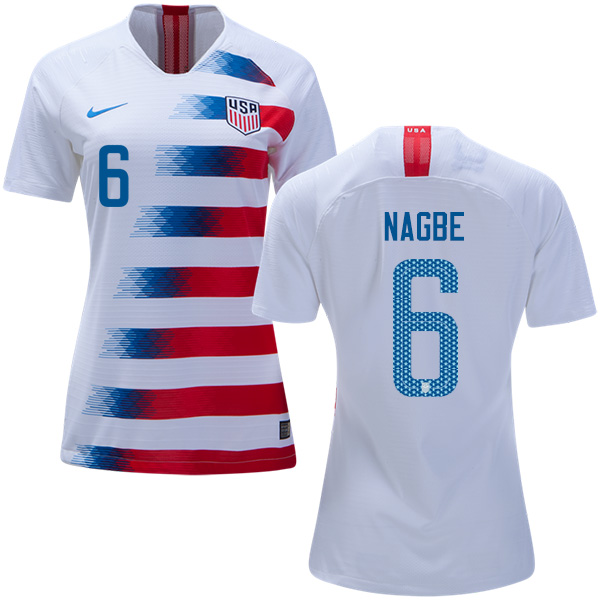 Women's USA #6 Nagbe Home Soccer Country Jersey Women's USA #6 Nagbe Home Soccer Country Jersey