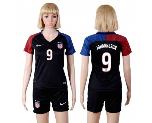 Women's USA #9 Johannsson Away(Three Star) Soccer Country Jersey