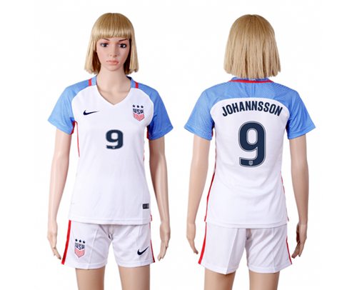 Women's USA #9 Johannsson Home(Three Star) Soccer Country Jersey