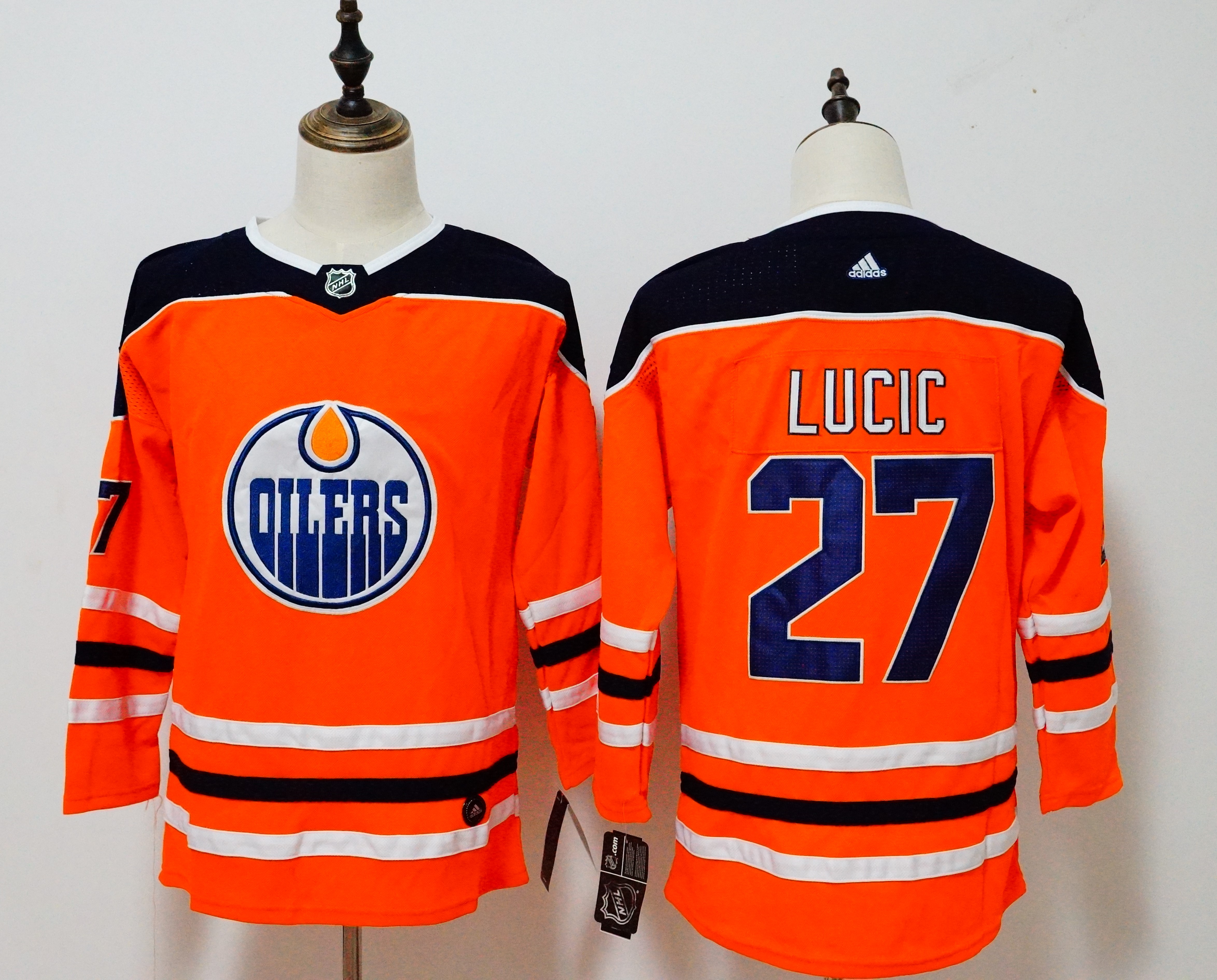 Women Adidas Oilers #27 Leon Draisaitl Orange Home Authentic Drift Fashion Stitched NHL Jersey