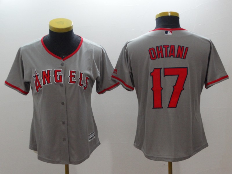 Women Angels #17 Shohei Ohtani Gray Women Cool Base Jersey