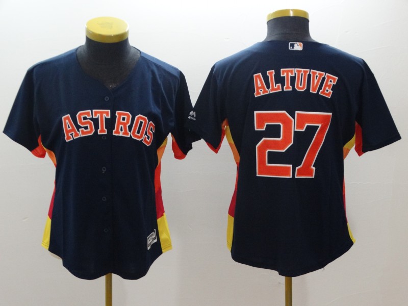 Women Astros #27 Jose Altuve Navy Women Cool Base Jersey