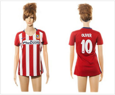 Women Atletico Madrid #10 Oliver Home Soccer Club Jersey Women Atletico Madrid #10 Oliver Home Soccer Club Jersey