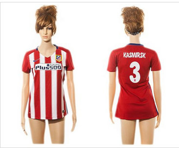 Women Atletico Madrid #3 Kasmirsk Home Soccer Club Jersey Women Atletico Madrid #3 Kasmirsk Home Soccer Club Jersey