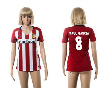 Women Atletico Madrid #8 Raul Garcia Home Soccer Club Jersey Women Atletico Madrid #8 Raul Garcia Home Soccer Club Jersey