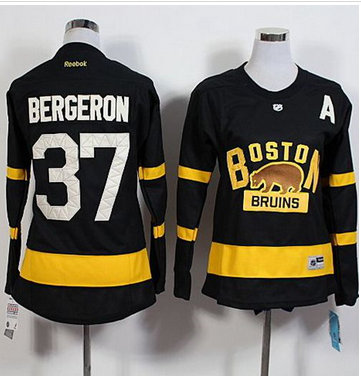 Women Boston Bruins #37 Patrice Bergeron Black 2016 Winter Classic Stitched NHL Jersey