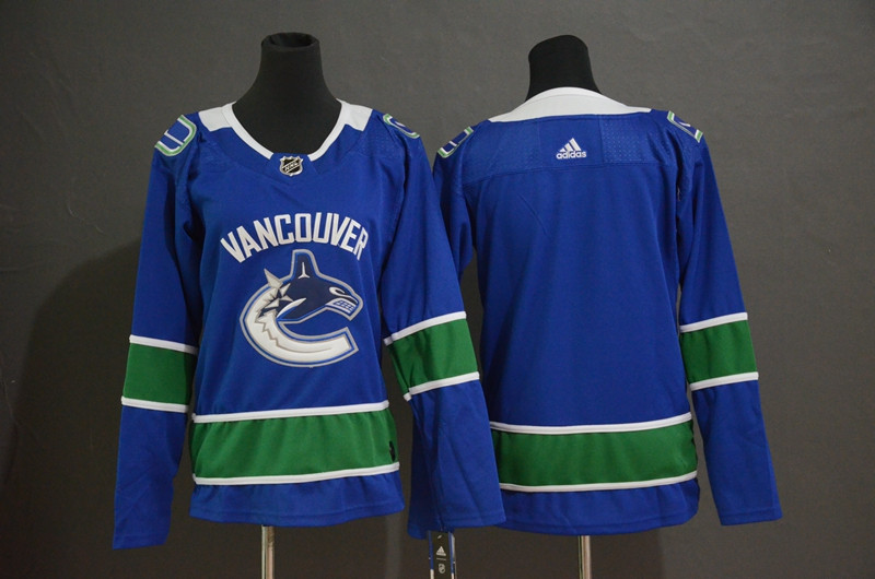 Women Canucks Blank Blue Women Adidas Jersey