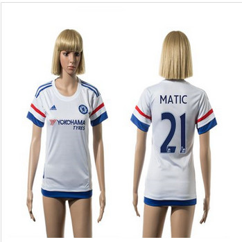 Women Chelsea #21 Matic Away Soccer Club Jersey Women Chelsea #21 Matic Away Soccer Club Jersey