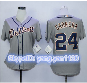 Women Detroit Tigers #24 Miguel Cabrera Grey Road Stitched MLB Jersey Women Detroit Tigers #24 Miguel Cabrera Grey Road Stitched MLB Jersey
