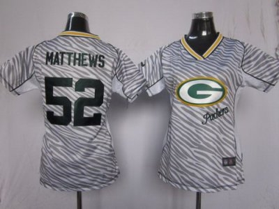 Women Green Bay Packers 52 Clay Matthews FEM FAN Zebra NFL Jerseys