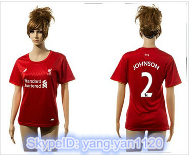 Women Liverpool #2 Johnson Red Home Soccer Club Jersey Women Liverpool #2 Johnson Red Home Soccer Club Jersey