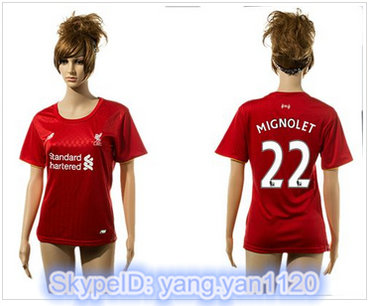Women Liverpool #22 Mignolet Red Home Soccer Club Jersey