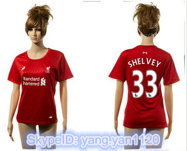 Women Liverpool #33 Shelvey Red Home Soccer Club Jersey