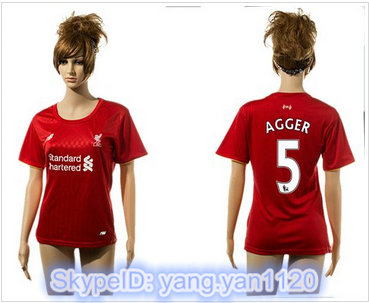 Women Liverpool #5 Agger Red Home Soccer Club Jersey Women Liverpool #5 Agger Red Home Soccer Club Jersey