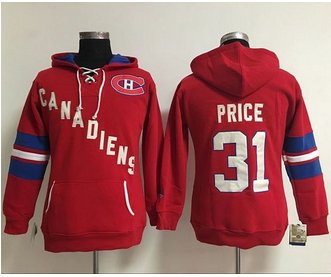 Women Montreal Canadiens #31 Carey Price Red Old Time Heidi NHL Hoodie