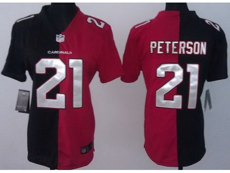 Women NEW Arizona Cardinals 21 Patrick Peterson Red Black Split NFL Jerseys Women NEW Arizona Cardinals 21 Patrick Peterson Red Black Split NFL Jerseys