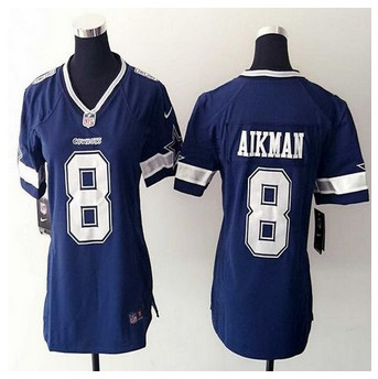 Women NEW Cowboys #8 Troy Aikman Ware Navy Blue Team Color Stitched NFL Elite Jersey
