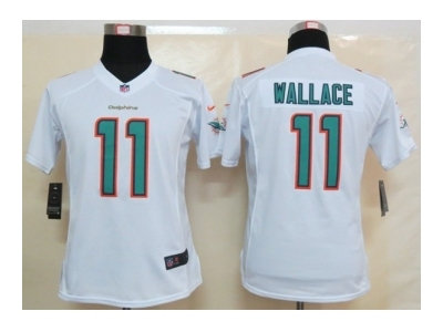 Women NEW Miami Dolphins 11 Mike Wallace White Jerseys(2013)