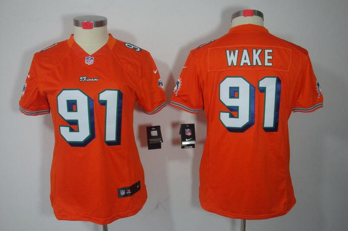 Women NEW Miami Dolphins 91 Cameron Wake Orange Jerseys Women NEW Miami Dolphins 91 Cameron Wake Orange Jerseys
