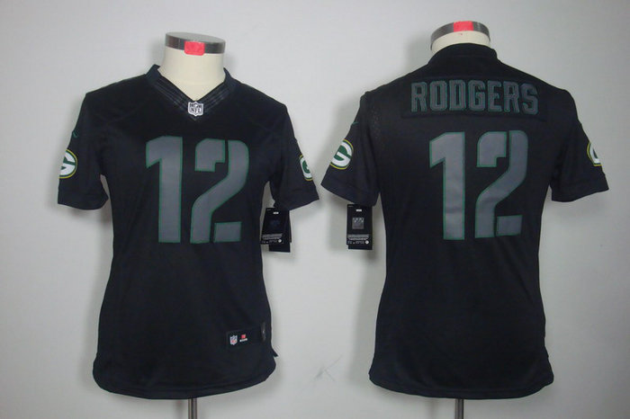 Women NEW NFL Green Bay Packers 12 Aaron Rodgers Impact Limited Black Jerseys