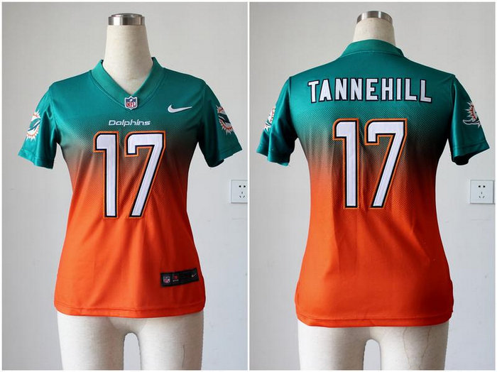 Women NEW NFL Miami Dolphins 17 Ryan Tannehill Green Orange Drift Fashion II Jerseys