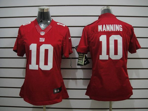 Women NEW New York Giants #10 Eli Manning Red Jerseys