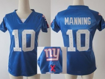 Women NEW New York Giants 10 Eli Manning Blue Womens Draft Him II Top Jerseys