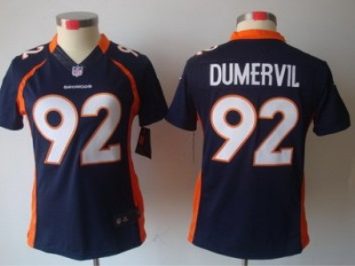 Women NFL Denver Broncos 92 Elvis Dumervil Blue Jerseys