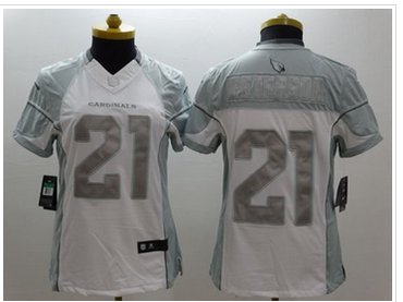 Women New Cardinals #21 Patrick Peterson White Stitched NFL Limited Platinum jersey
