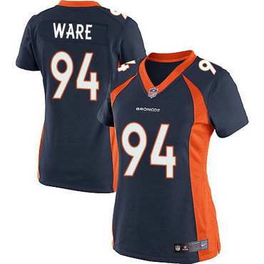 Women New Denver Broncos #94 DeMarcus Ware Blue NFL Jersey(2014 New)