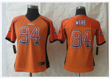 Women New Denver Broncos #94 DeMarcus Ware Drift Fashion Orange Elite Jerseys