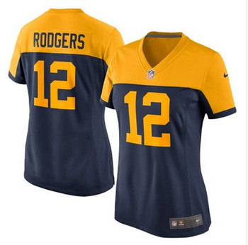Women New Green Bay Packers #12 Aaron Rodgers Navy Blue Alternate Stitched NFL New Elite Jersey