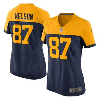Women New Green Bay Packers #87 Jordy Nelson Navy Blue Alternate Stitched NFL New Elite Jersey