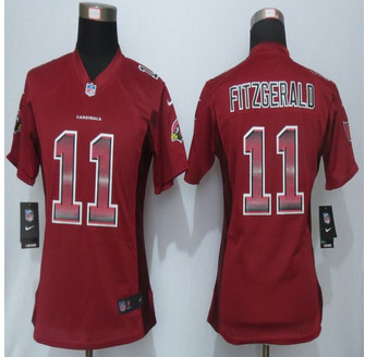 Women New New Arizona Cardinals 11 Larry Fitzgerald Red Strobe Elite Jersey